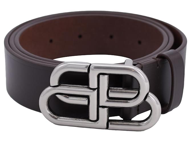 Balenciaga BB Logo Large Belt in Brown Leather  ref.1249620