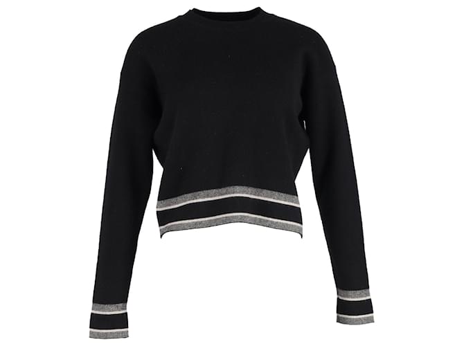 Schwarzer Dior-Pullover mit gestreiftem Logo-Saum aus schwarzem Kaschmir Wolle  ref.1249626