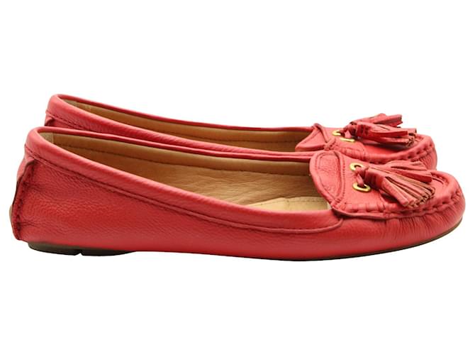 Coach Tassel Loafers in Red Leather  ref.1249637