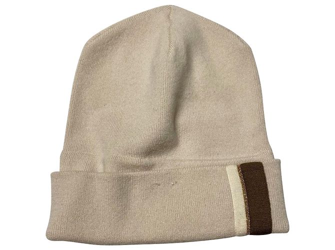 Gorro de malha Brunello Cucinelli com Monili em caxemira bege Marrom