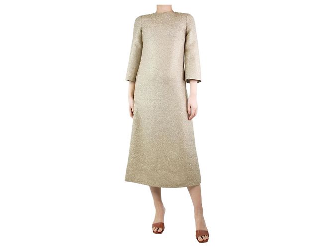 Bella Freud Goldenes Lurex-Midikleid – Größe UK 8