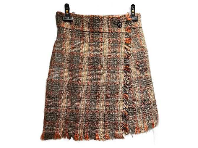 Cambon Chanel Rock Weiß Orange Grau