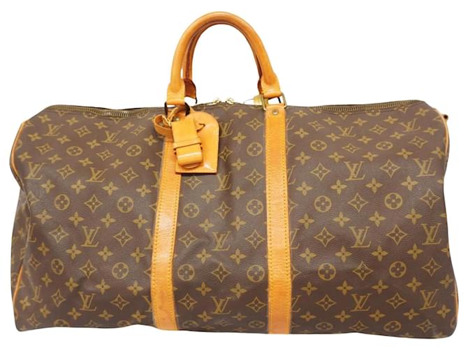 Louis Vuitton Keepall Bandouliere 55 Brown Cloth  ref.1249916