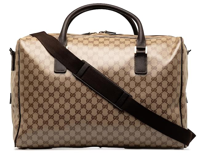 Gucci Brown GG Crystal Duffle Bag Beige Cloth Cloth  ref.1250046