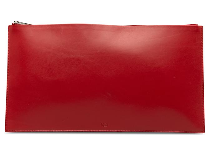 Bolsa clutch de couro vermelha Dior Vermelho Bezerro-como bezerro  ref.1250060