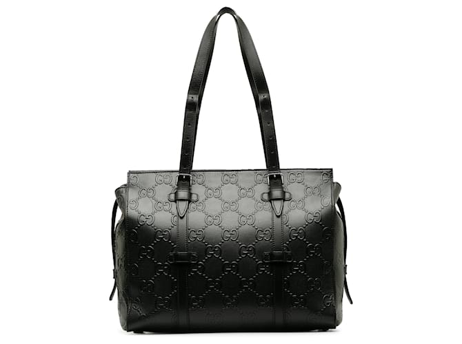 Gucci Black GG Embossed Tote Bag Leather Pony-style calfskin  ref.1250069