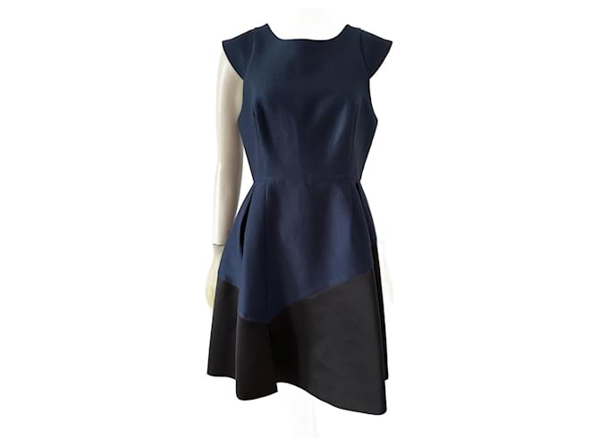 Halston Heritage Dresses Black Blue Silk Cotton  ref.1250083