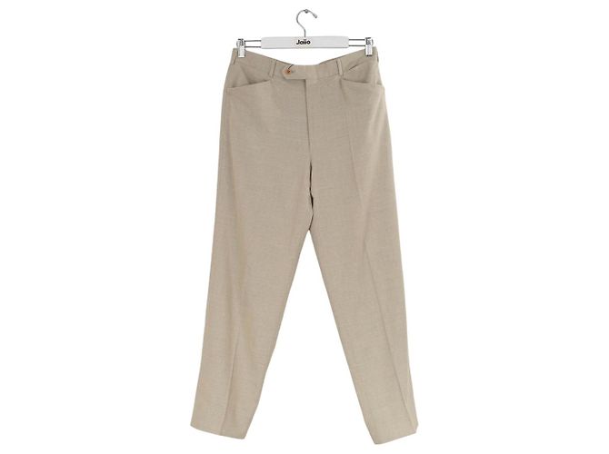 Hermès Pantalones anchos de lana Beige