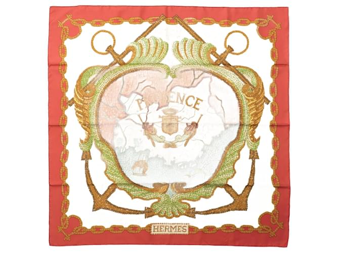 Foulard Hermès au motif Provence conçu à l'origine par Hugo Grygkar Soie Rouge  ref.1250319
