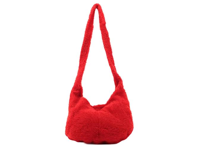 BOTTEGA VENETA Shoulder bags Faux fur Red Veneta  ref.1250365