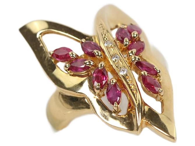 Autre Marque 18 karat gold ring with rubies and diamonds Golden Yellow gold  ref.1250417