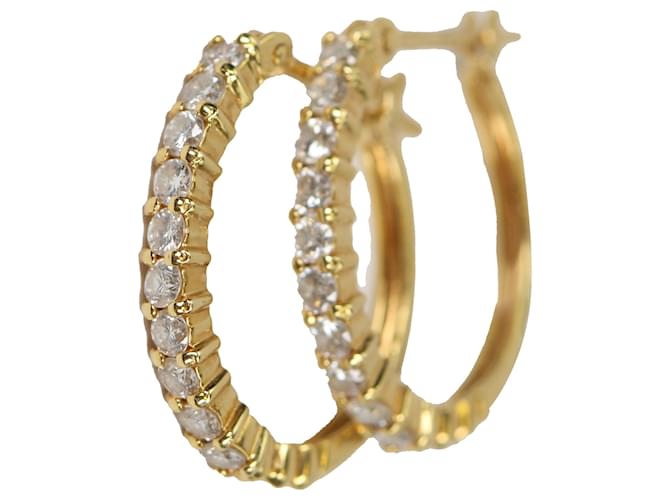 Autre Marque 18pendientes de oro k engastados con 20 diamantes naturales Dorado Oro amarillo  ref.1250435