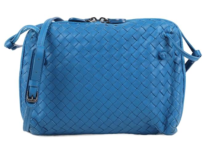 BOTTEGA VENETA Intrecciato Nodini Crossbody Bag in Blue Leather  ref.1250474