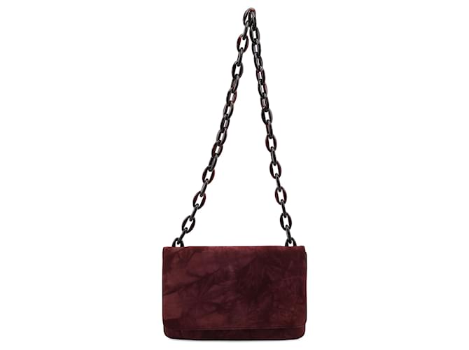 Prada Shoulder bags Suede Burgundy Cleo Dark red  ref.1250502
