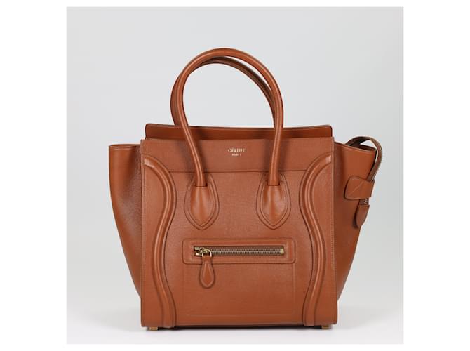 Céline CELINE Baby Calfskin Micro Luggage in Sienna Brown Leather  ref.1250560