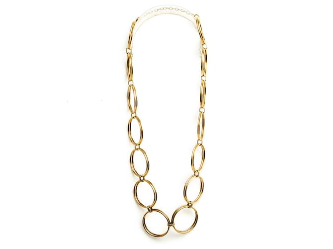 Saint Laurent Collier double round link necklace sautoir Métal Doré  ref.1250608
