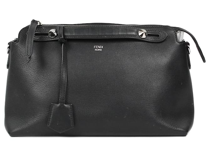 FENDI Vitello Dolce By The Way Boston Bag in black Leather  ref.1250612