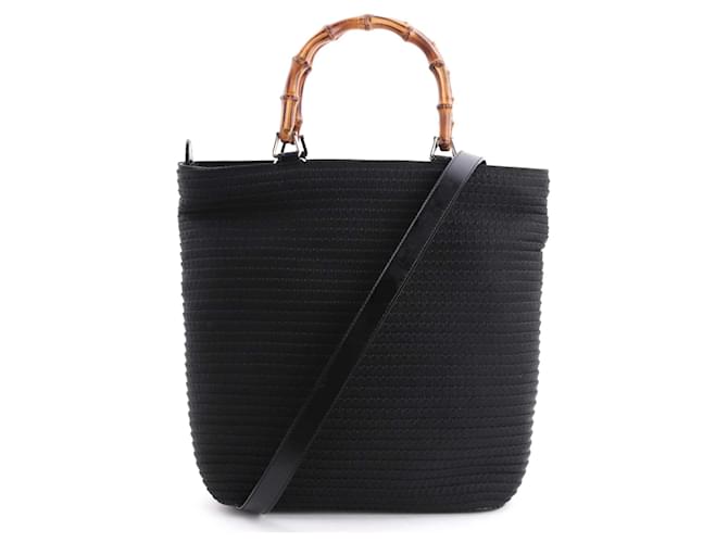GUCCI Totes Leather Black Bamboo  ref.1250726