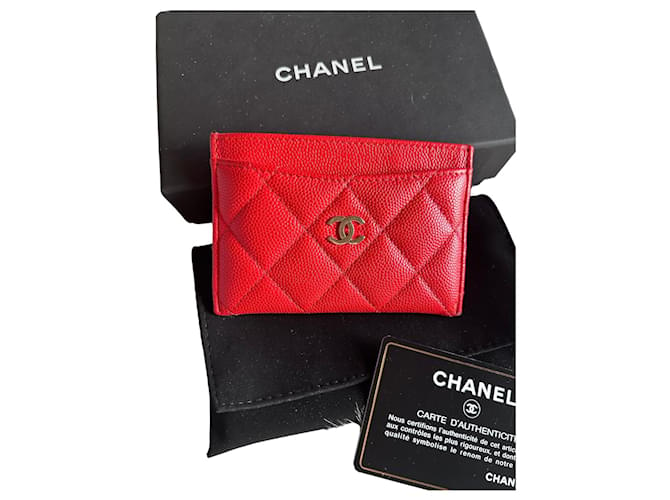 Chanel Carteiras Vermelho Couro  ref.1250857