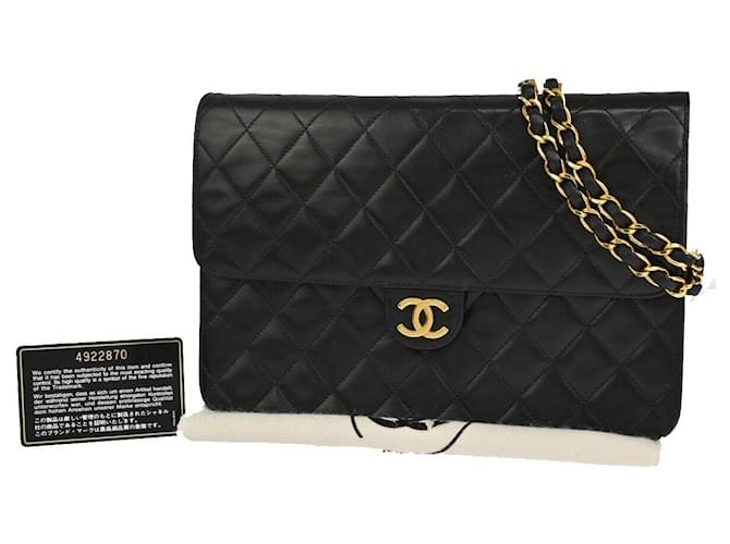 Timeless Chanel Matelassé Black Leather  ref.1250875