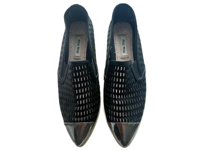 Baskets à plateforme Miu Miu Noir Argenté
