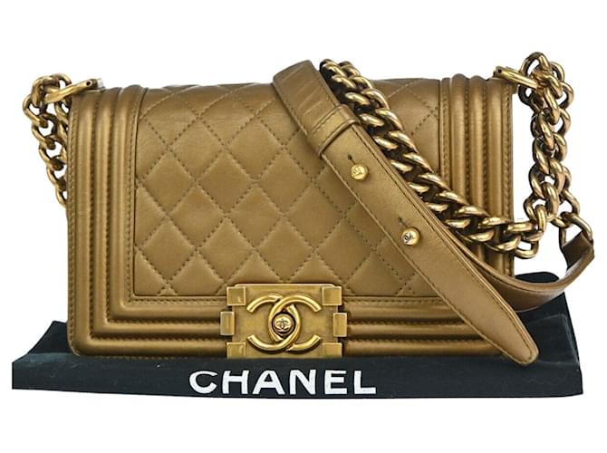 Chanel Boy Golden Leder  ref.1251040