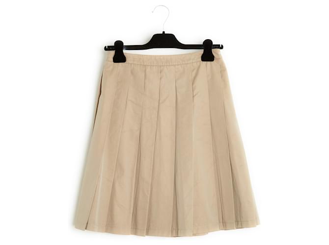 Miu Miu Beige Gabardine Pleated skirt FR34/36 Coton  ref.1251051