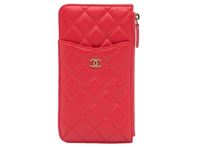 CHANEL PortefeuillesCuir Rouge  ref.1251136