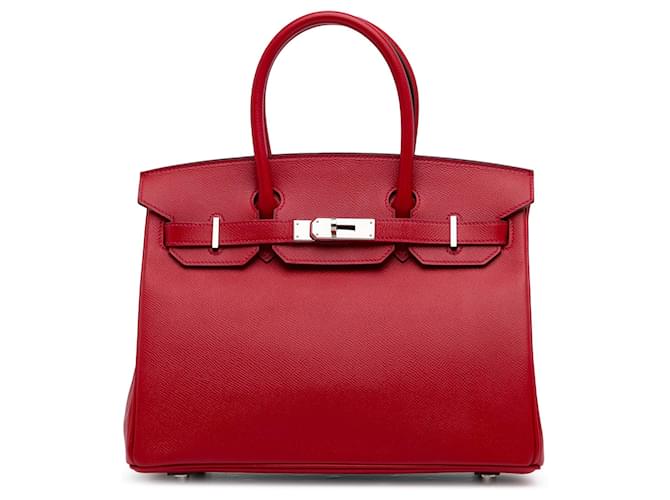 Birkin Hermès HERMES HandbagsLeather Red  ref.1251176