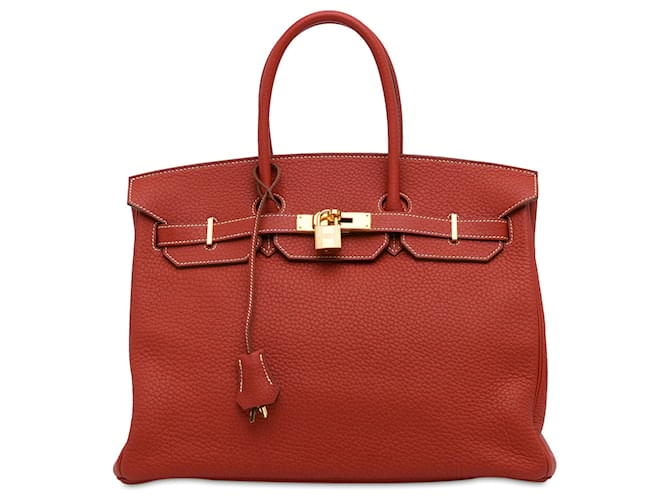 Birkin Hermès HERMES HandbagsLeather Red  ref.1251181