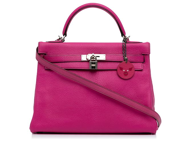 Kelly Hermès HERMES HandbagsLeather Pink  ref.1251215