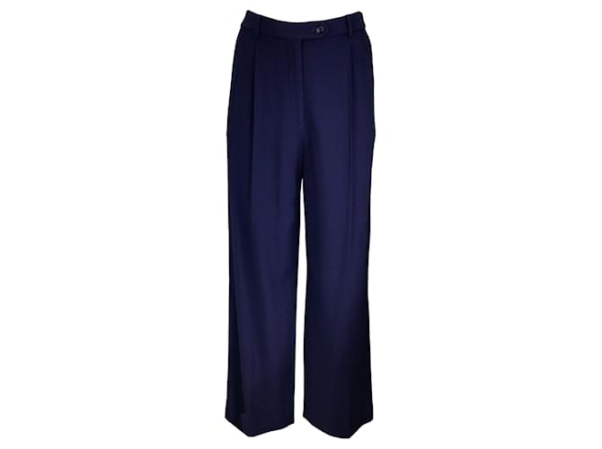 Autre Marque Ralph Lauren Collection Navy Blue Crepe Trousers / Pants Viscose  ref.1251228
