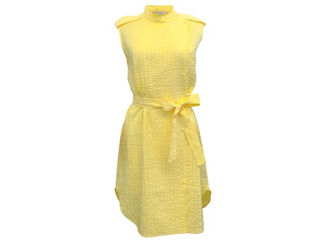 Autre Marque Stella McCartney Vestido jacquard amarelo sem mangas com cinto de gravata Seda  ref.1251245