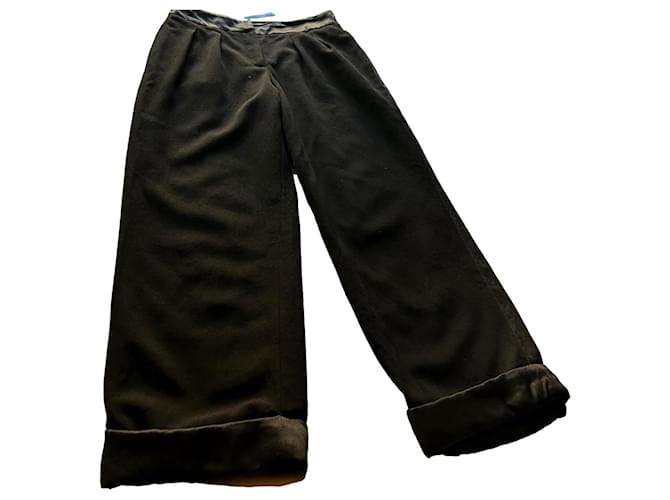 Cambon Calças pretas da Chanel Preto Seda Lã  ref.1251261