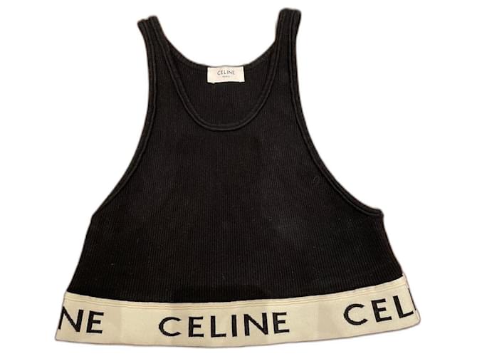 Céline Top Nero Cotone  ref.1251266