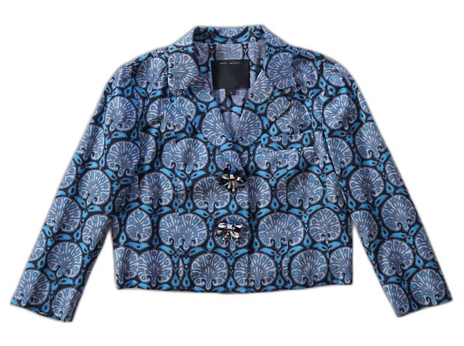 Marc Jacobs Resort 2010 silk blend cropped jacket blue print Multiple colors