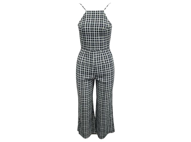 Reformation Blue Checked Wide Leg Jumpsuit Multiple colors Polyester  ref.1251321
