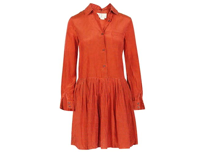 Autre Marque Kleid mit geometrischem Muster Orange Baumwolle  ref.1251333