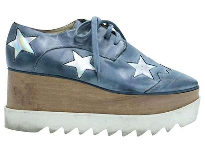 Stella Mc Cartney Baskets à plateforme Elyse bleues avec étoiles Cuir  ref.1251375