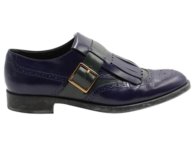 Tod's Blue & Green Monk Strap Loafers Leather  ref.1251404