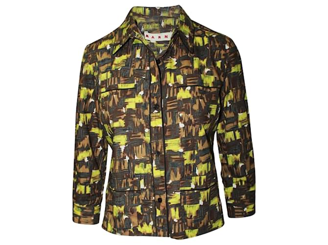 Marni Yellow and Brown Print Shirt Multiple colors Cotton  ref.1251480