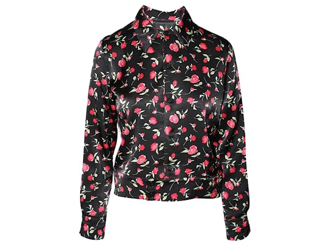 Reformation Roses Print Silky Shirt with Collar Polyester  ref.1251540