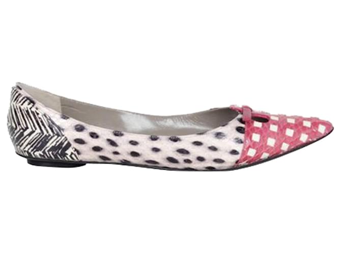 Marc Jacobs Pink Snakeskin Embossed Leather Pointed-Toe Flats  ref.1251567
