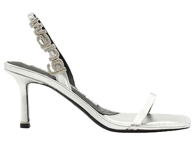 Alexander Wang Zapatos de tacón con tira trasera en plata metalizada de corte ancho Metálico Cuero  ref.1251576