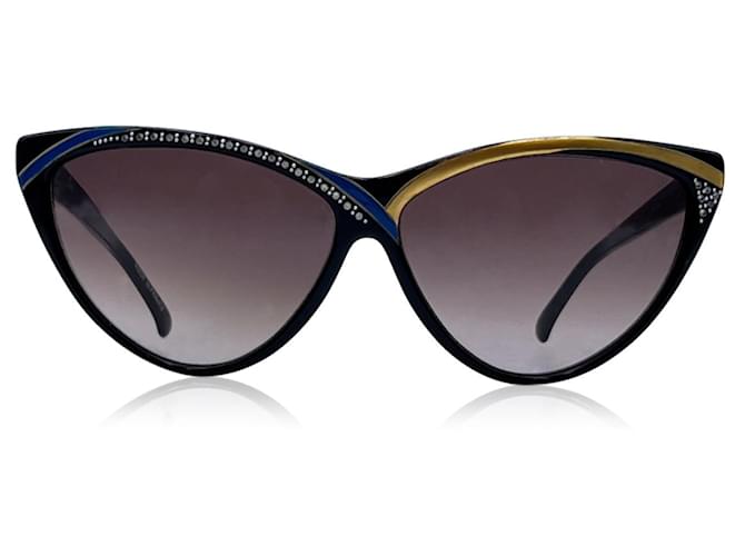 Autre Marque Premier Vintage-Sonnenbrille aus schwarzem Acetat mit Kristallen, Mod. Horizont Kunststoff  ref.1251583