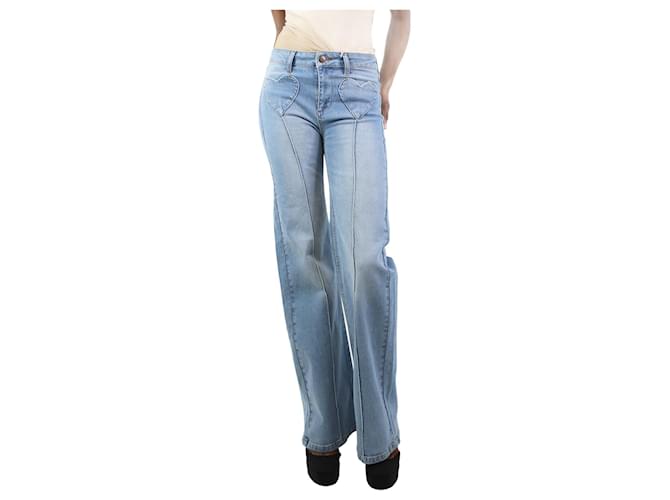 Autre Marque Blue high-rise cut heart patch flare jeans - size UK 6 Cotton  ref.1251661