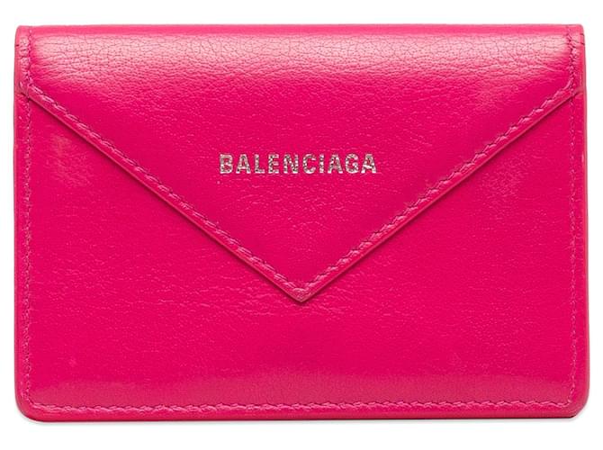 Balenciaga Red Mini Papier Leather Compact Wallet Pony-style calfskin  ref.1251713