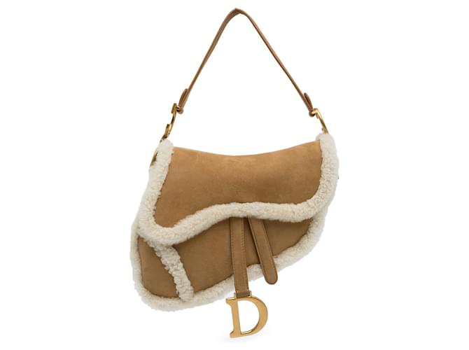 Dior Brown Shearling Saddle Bag Leather Pony-style calfskin  ref.1251717