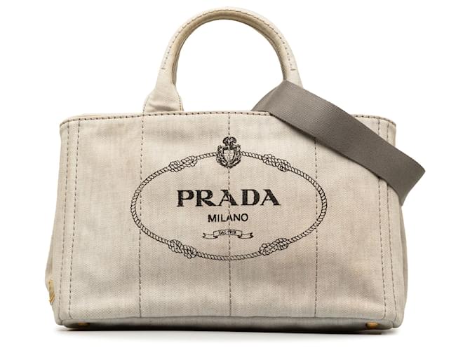 Borsa Prada grigia con logo Canapa Grigio Tela Panno  ref.1251732