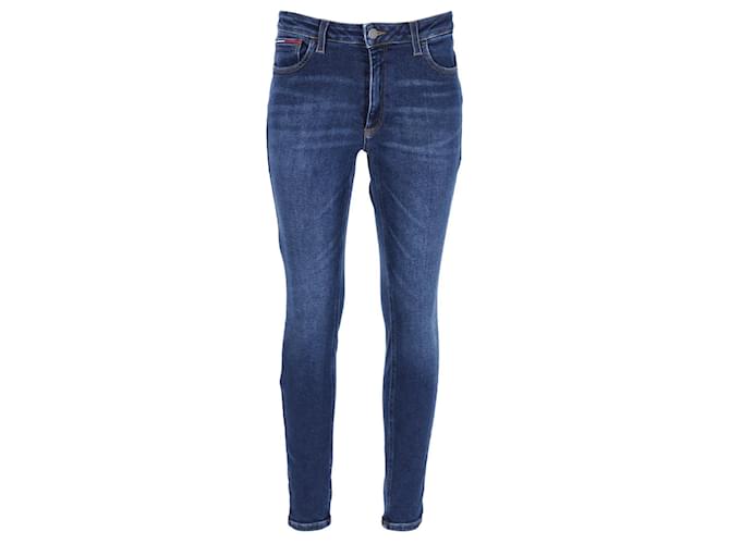 Tommy Hilfiger Calça jeans skinny feminina de lavagem escura em algodão azul  ref.1251761